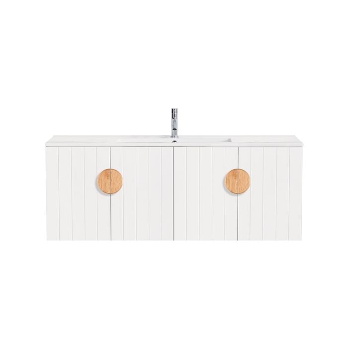 CIBO 1200mm White Freshwater Wall Hung Bathroom Vanity With Oak Handle