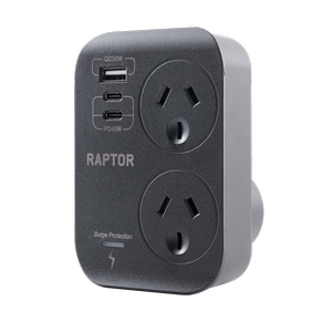 Jackson Raptor 45W Black 2 Outlet Slimline Double Adaptor