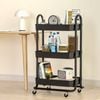 Homfurn 3-tier Storage Trolley – Kitchen Cart, Utility Shelf Organiser, Rolling Wheels With Locks, Steel Frame, Black