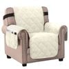 Smarcute 1 Seater Velvet Armchair Sofa Cushion Cover With Non-slip Elastic Straps Ivory