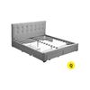 Levede Bed Frame Fabric With Drawers Storage Wooden Grey - Queen