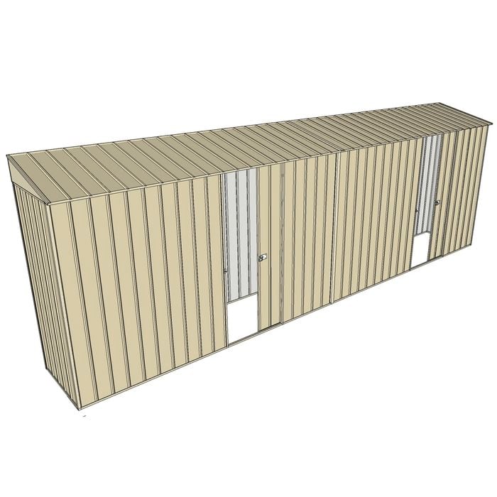 Build-a-Shed 0.8 x 6 x 2m Skillion Shed with Dual Single Sliding Side Doors - Cream