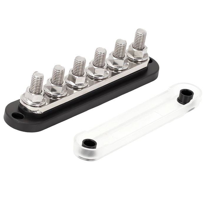 6 Gang 300a M8 Power Distribution Block Bus Bar Terminal Post Stud 12v Black