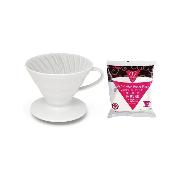 Hario V60 - 02 Coffee Dripper With 100 Filter Papers