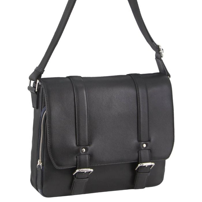 Pierre Cardin Pebbled Leather 13" Laptop Computer  Overnight Satchel Black