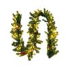 Costway 2.7M Christmas Pine Garland w/100 LED Lights Red Berries Decoration Wreath Rattan