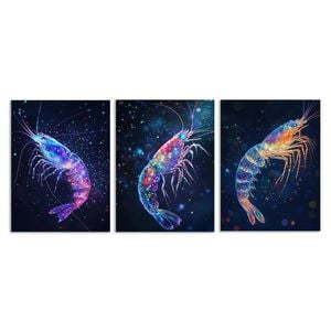 3pcs Shrimp, dream Art Painting Print 100% Australian Made 3 x 40x60cm (Metal Print)