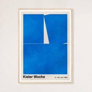 Galrie Kieler Woche 1964 Regatta Poster by Hans Hillmann - Nautical Art, Wood Frame, 50 x 70cm (20 x 28inch)
