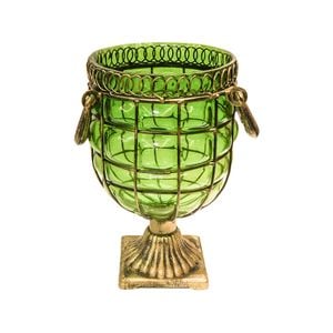 SOGA Green Glass Jar Vase – Solid Base