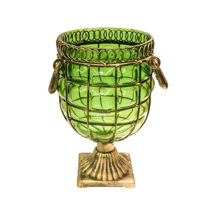 SOGA Green Glass Jar Vase – Solid Base