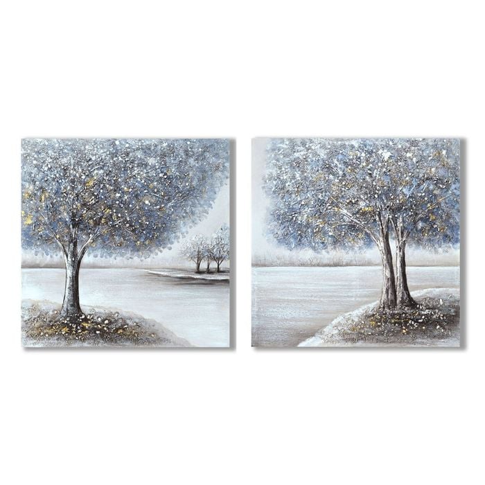 P&P Blue Tree Hand Painting Picture - Elegant Wall Art for Living Room, Bedroom & Office Décor 80x80cm