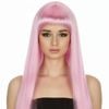 Long Wig Straight Party Hair Costume Fringe Cosplay Fancy Dress 70cm Wos Light Pink 22454