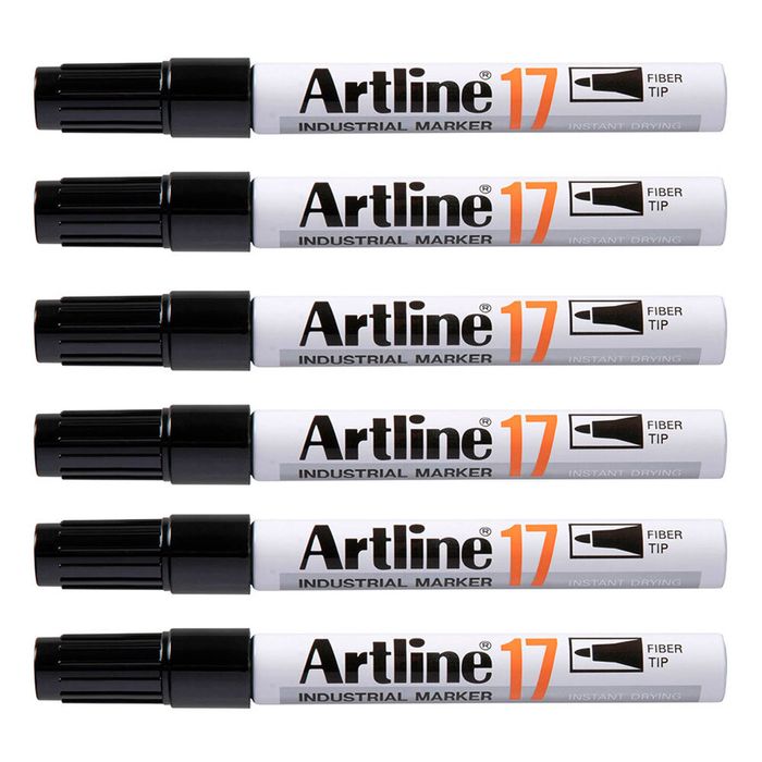 12pk Artline 17 Industrial Permanent Marker 1.5mm Bullet Nib Instant Dry Black
