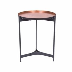 Ssh Collection Jeeves 61cm Tall Round Butler Table - Black Frame With Copper Top