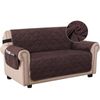 Smarcute 2 Seater Velvet Sofa Couch Cushion Cover With Non-slip Elastic Straps Brown