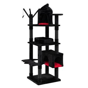 Costway 153cm Gothic Cat Tree Tower w/2-Entry Condo, Coffin Beds 2 Install Methods