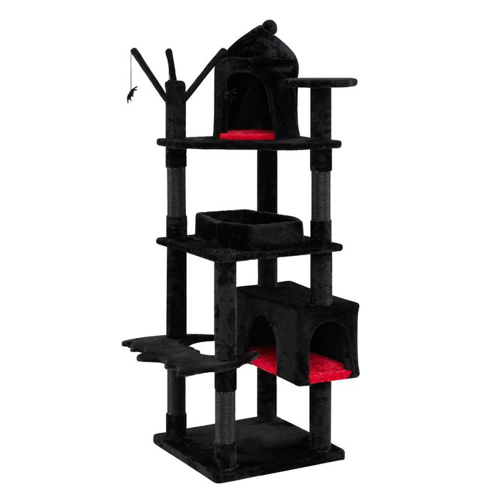 Costway 153cm Gothic Cat Tree Tower w/2-Entry Condo, Coffin Beds 2 Install Methods