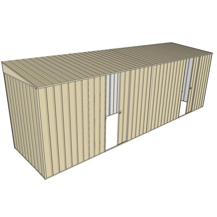 Build-a-Shed 1.5 x 6 x 2m Dual Sliding Side Door Skillion Shed - Cream