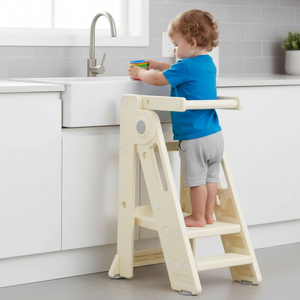 Ufurniture Foldable Toddler Kitchen Stool Helper Adjustable Toddler Standing Tower Kids Step Stool Suitable for kitchens
