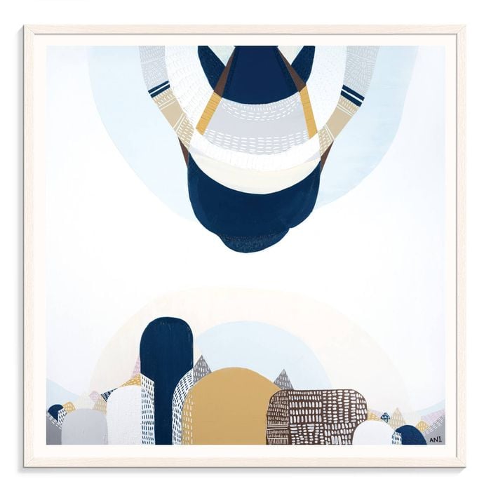 Artist Lane "Blue Mountains 2  " by Ani Ipradjian - 102x102cm White Framed Print