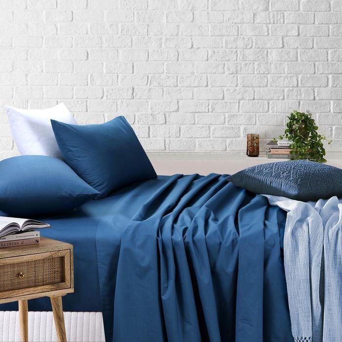 Amsons Sheet Set - Single Fitted & Flat Sheet With Pillowcases - Mid Night Blue