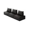 Oikiture 3PC Modular Sofa Adjustable Back PU Leather Black