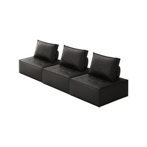 Oikiture 3PC Modular Sofa Adjustable Back PU Leather Black