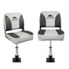 Seamanship 2X Folding Boat Seats with 2X Pedestals 34–46cm Marine Swivel 13cm Padding Charcoal