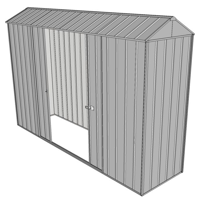 Build-a-Shed 0.8 x 3 x 2.1m Gable Double Sliding Side Door Shed - Zinc