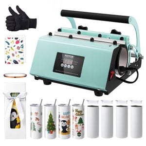 VEVOR Heat Press Machine and Sublimation Tumblers Light Green with 8pcs 20OZ