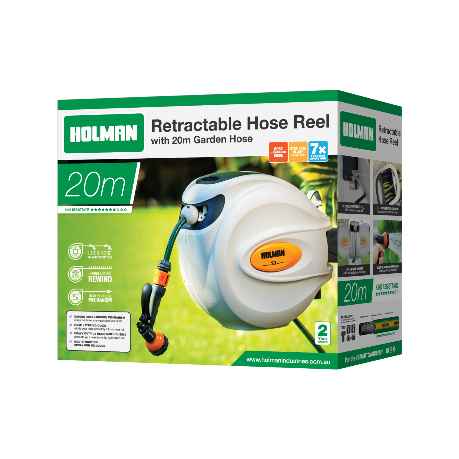 Holman 20m Retractable Hose Reel with Spray Gun