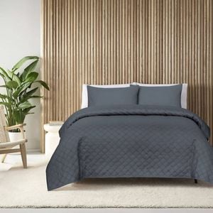 Ultrasonic King Coverlet Set - Grey