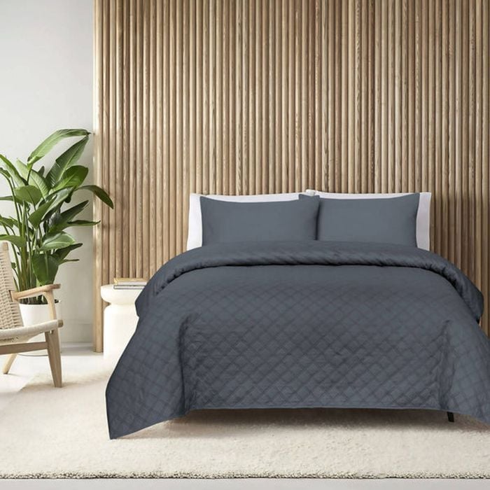 Ultrasonic King Coverlet Set - Grey
