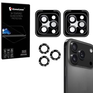 Icoverlover [2-pack] For Iphone 17 Pro Max Camera Lens Protectors With Locator Black