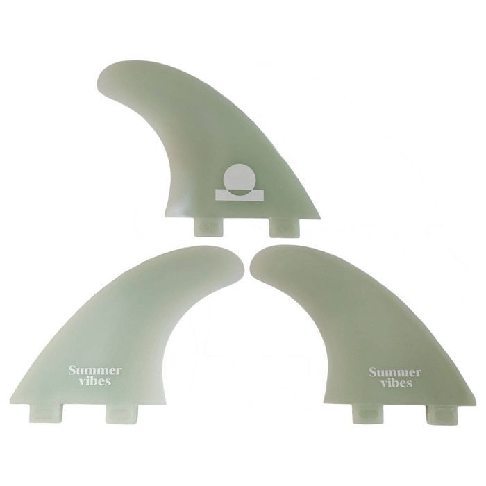 Summer vibes Thruster Surfboard Fins (set of 3) L XL Dual Tab FCS1 & FCSii Compatible - Natural