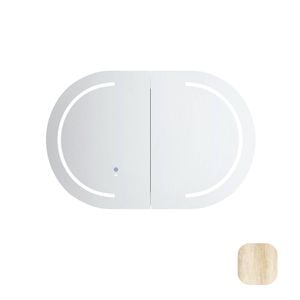 Attica 900mm Natural Oak Bentwood Oval LED Shaving Cabinet With Powerpoint