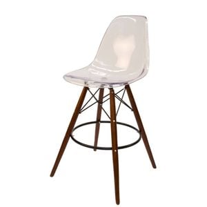 Sk Designer Living | Replica Eames Dsw Stool | Clear & Walnut