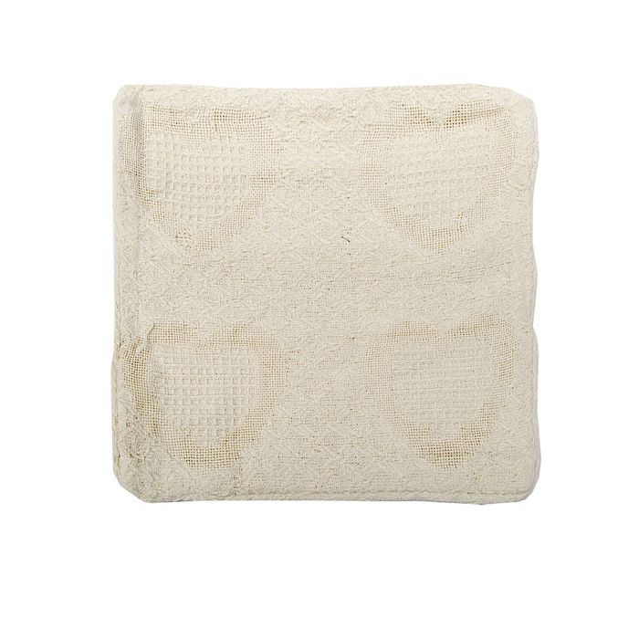 Cotton Knitted Cushion Cover Heart 43 x 43 cm Natural