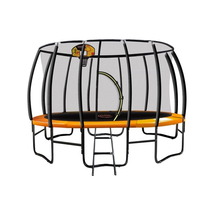 Kahuna Trampoline 12 Ft With Basketball Set - Orange