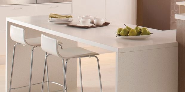 White kitchen benchtop.