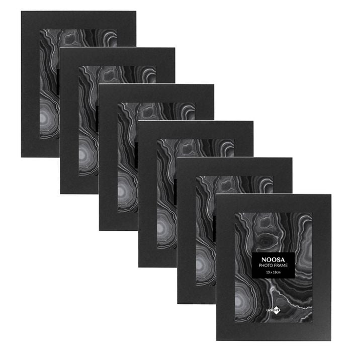 6x Unigift Noosa 13x18cm MDF/Glass Picture/Photo Frame Wall Hanging Display BLK