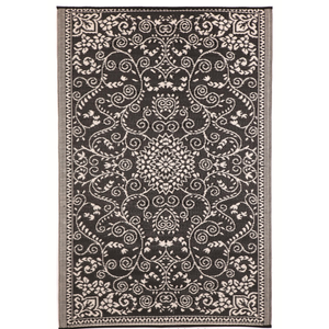 Fab Habitat 180x270cm Black And Cream Murano Traditional Recycled Plastic Reversible Outdoor Rug