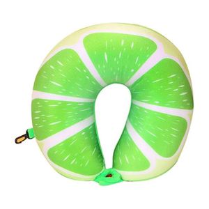 Catzon Travel Pillow Cartoon Fruit Foam Particles Headrest-Green Orange