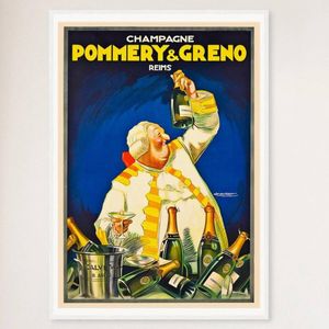 Galrie Vintage Champagne Pommery and Greno Reims Advertising Poster for Home Decor, White Frame, A0 84 x 119cm (33 x 47inch)