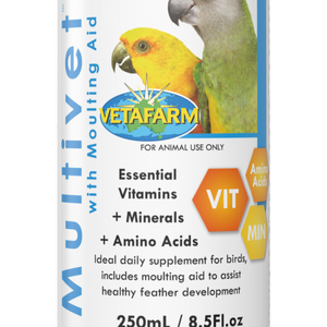 Vetafarm Multivet with Moulting Aid Daily Supplement for Birds 250ml