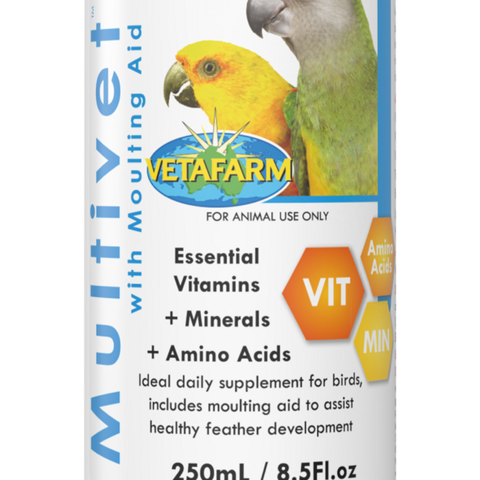 Vetafarm Multivet with Moulting Aid Daily Supplement for Birds 250ml