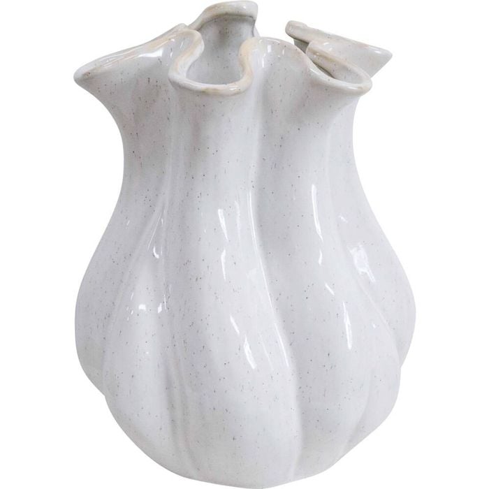 LVD Stoneware Plant/Flower Vase Elle Home Tabletop Decor Large 23x30cm White