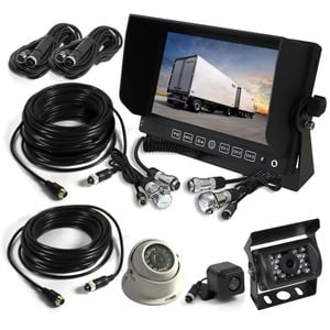 Elinz 7" Monitor HD 12V 24V CCD 4PIN Eyeball Reversing Camera Mini CMOS Trailer Cable Truck Caravan 3 AV Inputs 20M Cable