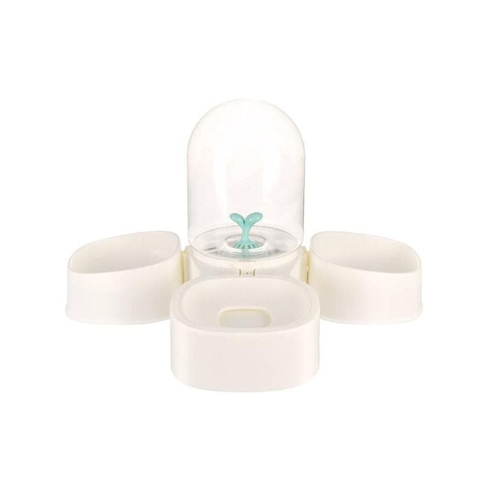 Pakeway Mangosteen Pet Dual Feeding Water Bowl White