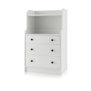 Costway 3-drawer Storage Units 111cm Tallboy Organiser W/shelves White